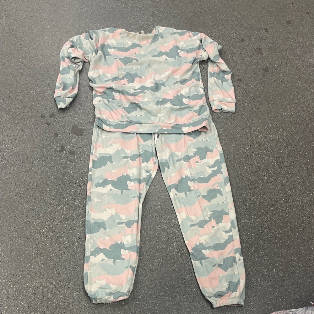 PJ SALVAGE Horse Camouflage Pajama Set in Pastel Colors
